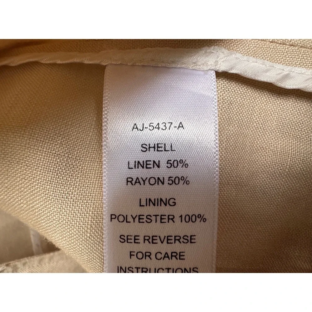 aryn k. Women Linen Blend Blazer M Beige Neutral Travel Resort Minimalist Career